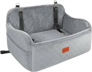 Lealchum Dog Car Seat for Medium Sized Dog,Car Dog Bed with Adjustable Leashes,Comfort and Support with Memory Foam Filled,Safety Travel Per Car Seat with Non-Slip Bottom(Grey, Large)