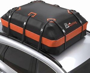 Car Rooftop Cargo Carrier Bag 21 Cubic feet Waterproof Car Roof Top Bag for All Cars withWithout Rack, Includes Anti-Slip Mat, 10 Reinforced Straps, 6 Door Hooks, Luggage Lock