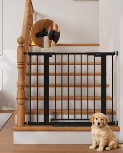 InnoTruth 27-36.6 in Wide Baby Gate for Stairs and Doorways, Black  Indoor Metal Dog Gate for Pets, Auto Close 2 Way Swing Walk Through Door, Double Lock & Y-Bolts, Pressure or Hardware Mount