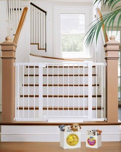 Cumbor 29.7-48 in Baby Gate for Stairs, Auto Close Dog Gate Indoor, White  Moms Choice Awards Winner, Double Lock Safety for Doorways, One-Hand Open Child Gate for Toddlers & Pets, Pressure Mounted