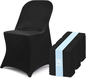 Fixwal 36 Pcs Black Folding Chair Covers Spandex Stretch Slipcover  Spandex Fabric, Stretch Fitted, Washable And Reusable, Ideal For Wedding, Banquet And Business Meeting