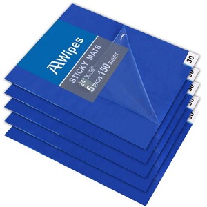 AAwipes Sticky Mat Tacky Pads Adhesive 24 x 36 5 Packs, 30 SheetsPacks, 150 Sheets Total Blue Cleanroom Floor Mats Remove Dirt for Laboratory Construction Hospital Shoes