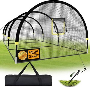 $130 Baseball Batting Cages for Backyard - 22FT30FTx 12FTx 8FT Portable Practice Softball Cage Net and Frame with Pitching Machine Hole, 12.7MM Fibreglass Poles and Carry Bag