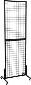1.8 x 5.7 Grid Wall Panels Standing Wire Grid, Display Rack with T-Base Wheels Freestanding Gridwall Panel Tower for Shows, Black