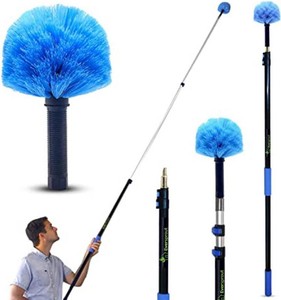 EVERSPROUT 5-to-12 Foot Cobweb Duster & Pole Combo, Extendable to 20 Ft  For High Ceilings and Spider Webs, Vents, Wall Edges, Baseboards and More, Soft Bristles, Adjustable Pole