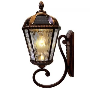 $190 Bronze Dusk to Dawn Outdoor Solar Lantern Sconce with LED Bulb and 150 Lumens