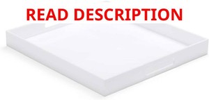 White Modern Acrylic Ottoman Tray with Cutout Handles 20x20 Inch Over-Sized Serving Tray Organizer Rubber Boot Tray Decorative for Living Room Bedroom,Bathroom and Entryway Kitchen