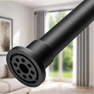 ALLZONE Tension Curtain Rod for Window, 83-123 Inches, Heavy Duty Curtain Rods No Drilling, Non-Slip Bathroom Shower Tension Rod, Renter Friendly, Adjustable, Spring Loaded, Extra Long, Black
