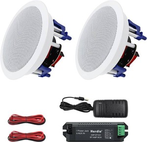 Herdio 5.25 Inch Bluetooth Ceiling Speakers Home Recessed Speaker System 300 Watts Suitable for Humid,Kitchen,Bedroom,Bathroom,Covered Patio (A Pair)