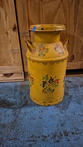 vintage hand painted milk can