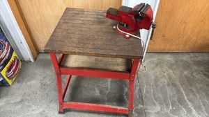 Red Workbench With Vice