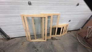 Eight Glass Cabinet Doors With Hardware