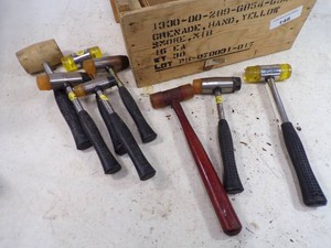 Set of Assorted Hammers with Hand Grenade Box