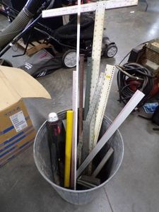 Galvanized Garbage Can with Straight edges, T Square and boat light