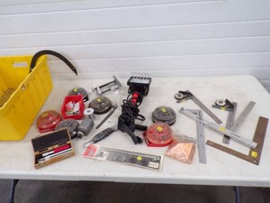 Assorted Tools, Light, Squares, Scythe and more