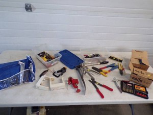 Assorted Tools, Clamps, Drill Bits