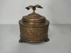 Castilian Imports Brass CanisterTrinket Box wLid