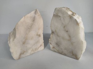 Large White Quartz Book Ends