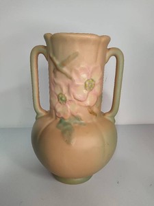 Weller Pottery Wild Rose Two-Handled Vase