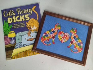 Cats Being Dicks Coloring Book & Small Cat Framed Art