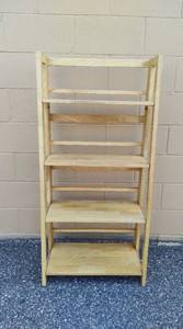Natural Wood Mission Style Four Shelf Folding Bookcase