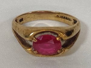 10K Mens Ruby Ring by Kimberly Gem Company (Size 8)