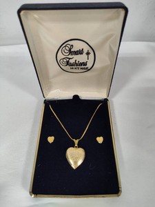 14K HGE Locket & Earrings Set