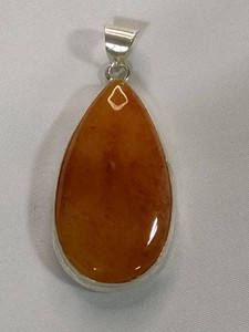 925 Sterling Silver Amber Teardrop Pendant