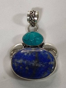 925 Sterling Silver Lapis & Turquoise Pendant