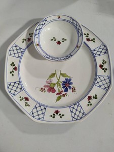 Cantagalli Pink & Blue Floral Chip & Dip Set