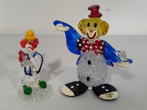 Two Glass Spun Clowns