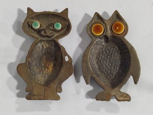 Cast Iron Cat & Owl Trinket Dishes