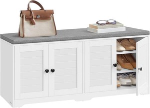 VASAGLE Shoe Storage Bench, 3-Tier, White