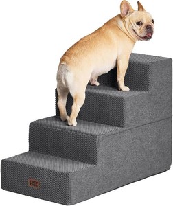 EHEYCIGA 4-Step Dog Stairs for Bed, Grey