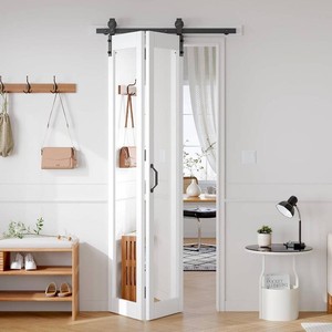 $320 Mirrored Bifold Barn Door 36x84 (2pcs) White