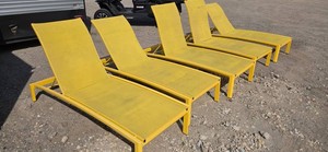 Yellow Outdoor Chaise Lounge Chairs - Stackable (Lot of 5)