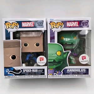 Lot of 2 Funko Pop Marvel Walgreens Exclusives Spider-Man Bombastic Bag-Man #522 & Annihilus #917