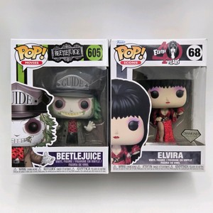 Lot of 2 Funko Pop Beetlejuice #605 & Elvira #68 Diamond Collection Vinyl Figures