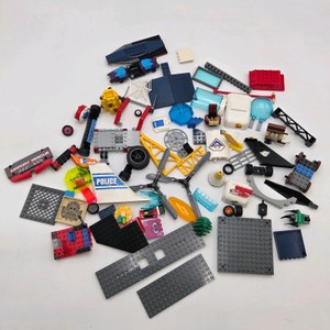 LEGO Assorted Building Parts Lot  Police, Airport Rescue, Aircraft, Baseplates & Wheels