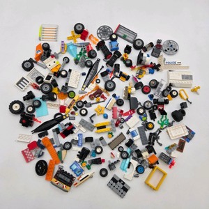 LEGO Assorted Parts Lot  Wheels, Tires, Police Pieces, Vehicle Parts & Accessories