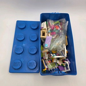 LEGO Friends Assorted Building Pieces Lot w Blue LEGO Storage Case  Unsearched