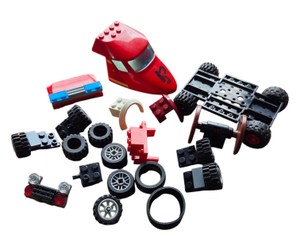 Assorted LEGO Vehicle Parts & Wheels Lot  Chassis, Tires, Cockpit & Accessories