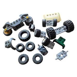 Assorted LEGO Wheels, Tires, Axles & Vehicle Parts Lot  Chassis, Suspension & Accessories