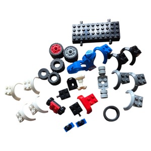 Assorted LEGO Vehicle Parts Lot  Wheels, Tires, Chassis, Fenders & Motorcycle Pieces