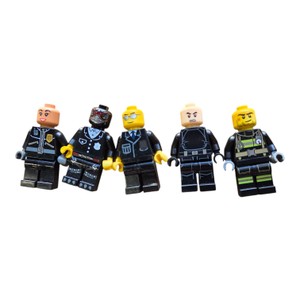 Lot of 5 Building Block Minifigures  Police, Firefighter, Tactical & Masked Figures