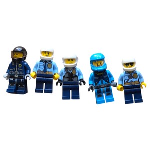 Lot of 5 LEGO & Compatible Police  Security Minifigures  Officers, Helmets & Gear