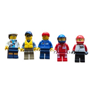 Lot of 5 LEGO-Style Minifigures  Racing, PoliceWork & Assorted Figures