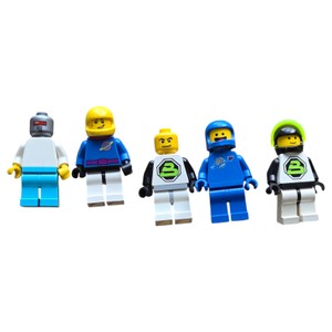 Lot of 5 LEGO-Style Minifigures  Space, Astronaut, Robot & Racing Figures
