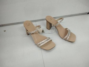 A New Day Womens Rhinestone Strappy Block Heel Sandals - Nude - Size 8.5 - New With Tags
