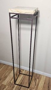 Contemporary Travertine Top Plant Stand